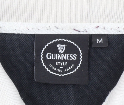 Guinness Men's Black Beige England Colourblock Polo Shirt M