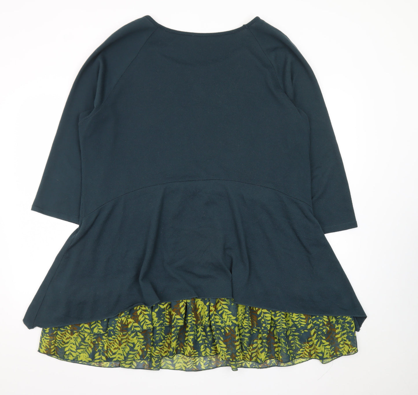 Klass Women Green Fit & Flare 2XL Dress 3/4 Sleeve Peplum Floral Hem