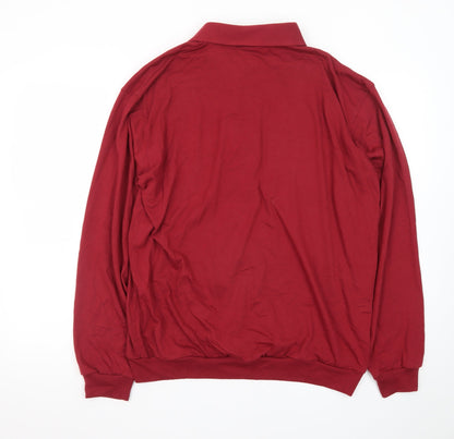 John Blair Men's Red Long Sleeve Cotton Blend Polo Shirt L