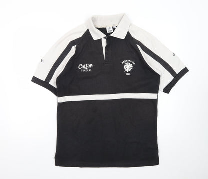 Cotton Traders Men's Black Rugby Polo Shirt Size M Sportswear
