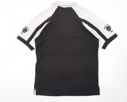 Cotton Traders Men's Black Rugby Polo Shirt Size M Sportswear