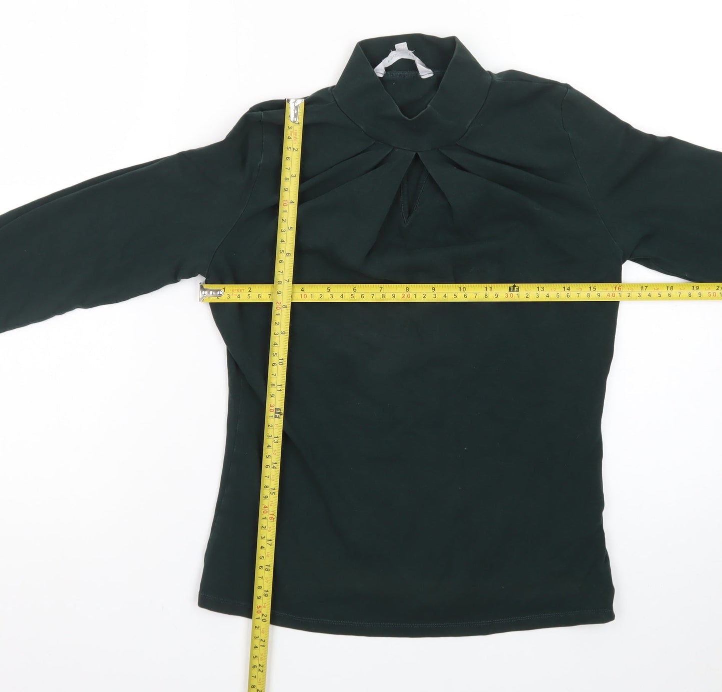 Red Herring Womens Green High Neck Long Sleeve Cotton Tunic Blouse Size 12