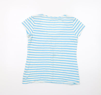 White Stuff Women’s Blue Striped Cotton Scoop Neck T-Shirt Size M