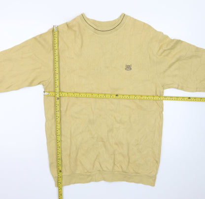 Basic Line Men's Beige Cotton Crew Neck Pullover Jumper M
