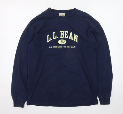 L.L. Bean Men's Blue Long Sleeve Crew Neck Cotton T-Shirt Medium