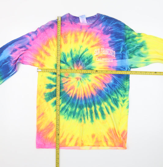 Gildan Men’s Multicoloured Tie-Dye San Francisco Long Sleeve T-Shirt Size M