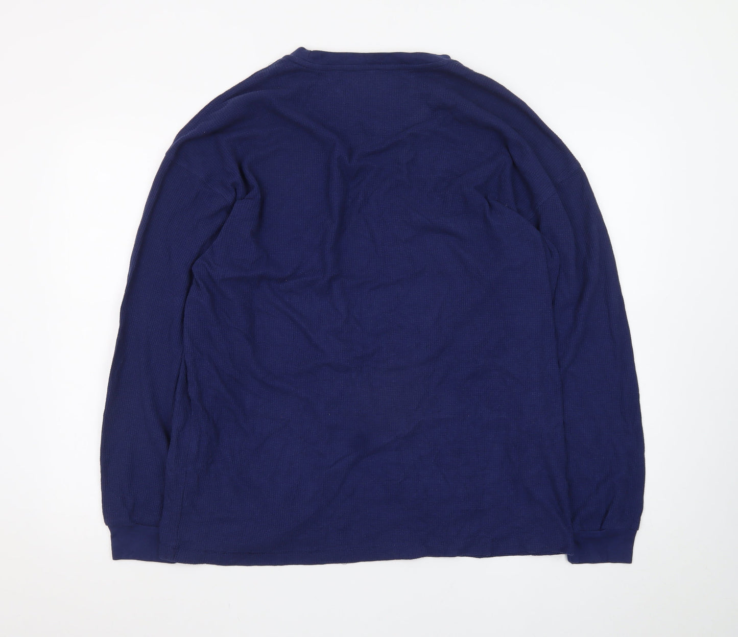 Chaps Men's Blue Long Sleeve Crew Neck Cotton Blend T-Shirt Size M