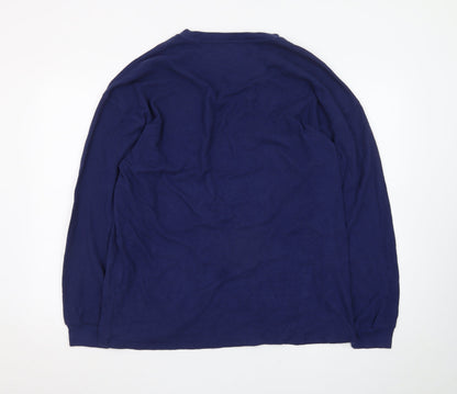 Chaps Men's Blue Long Sleeve Crew Neck Cotton Blend T-Shirt Size M