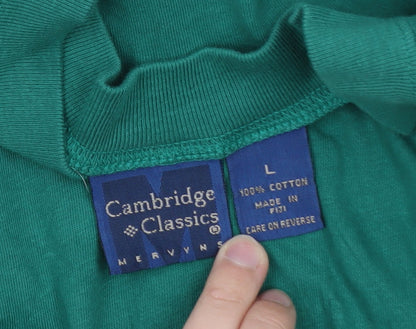 Cambridge Classics Men's Green Henley Long Sleeve Cotton T-Shirt L