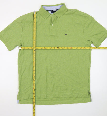 Tommy Hilfiger Men’s Green Cotton Polo Shirt Size L Classic Fit