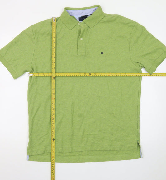 Tommy Hilfiger Men’s Green Cotton Polo Shirt Size L Classic Fit