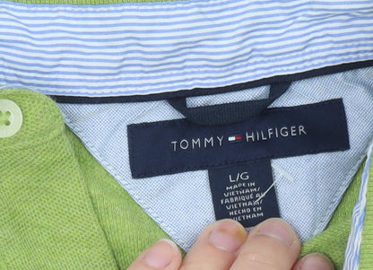 Tommy Hilfiger Men’s Green Cotton Polo Shirt Size L Classic Fit