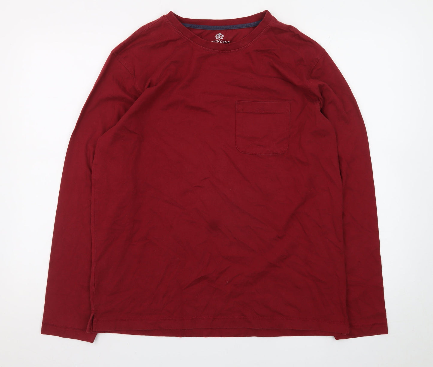 Covington Men's Red Long Sleeve Crew Neck Cotton T-Shirt Size M