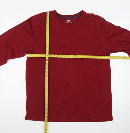 Covington Men's Red Long Sleeve Crew Neck Cotton T-Shirt Size M