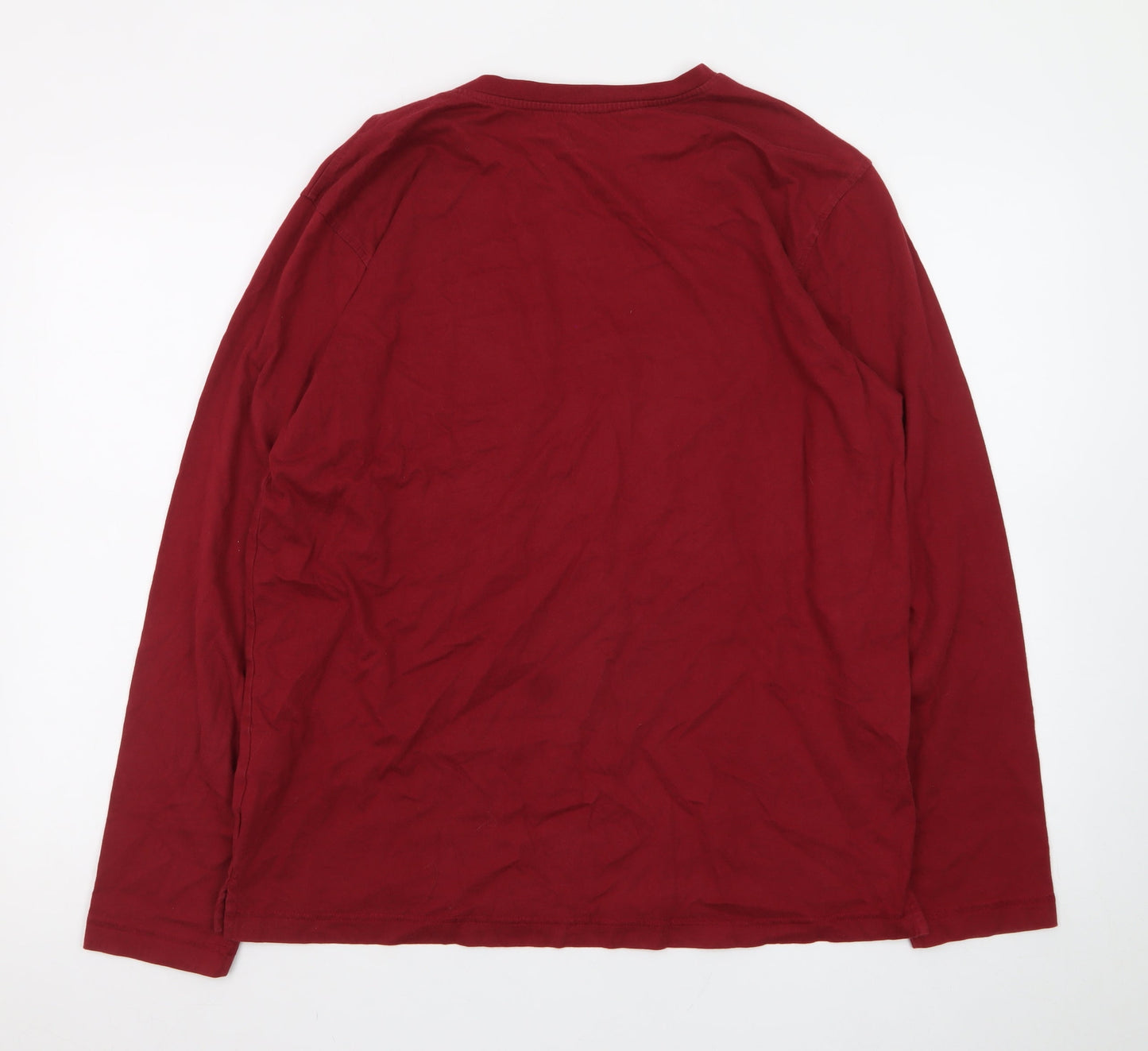Covington Men's Red Long Sleeve Crew Neck Cotton T-Shirt Size M