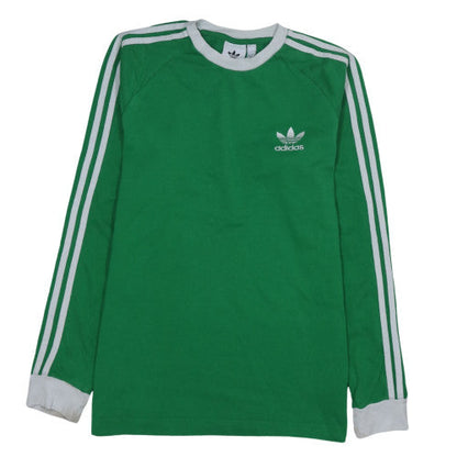 Adidas Men's Green Long Sleeve Crew Neck Sports T-Shirt Small