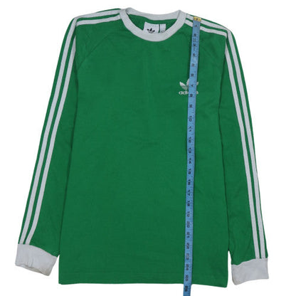 Adidas Men's Green Long Sleeve Crew Neck Sports T-Shirt Small