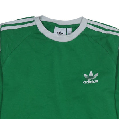 Adidas Men's Green Long Sleeve Crew Neck Sports T-Shirt Small