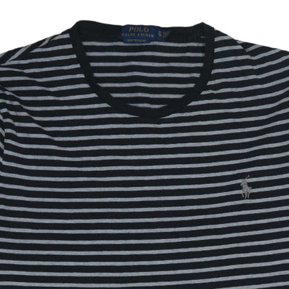 Polo Ralph Lauren Men's Black Grey Striped Custom Slim Fit T-Shirt XL