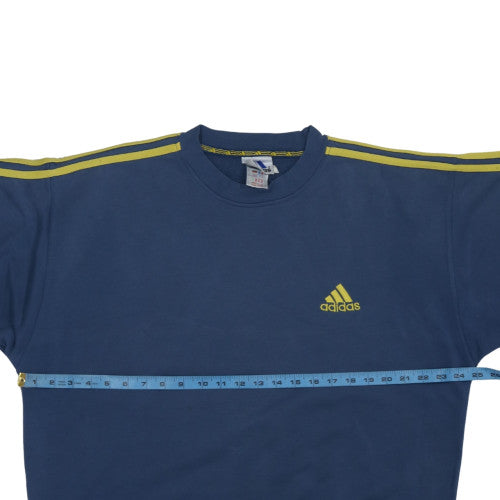 Adidas Mens Blue Large Crew Neck Pullover Sweatshirt