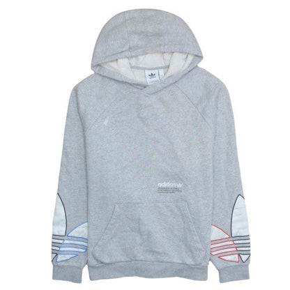 adidas Mens Grey Pullover Hoodie M Logo Graphic Sportswear