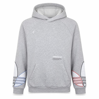 adidas Mens Grey Pullover Hoodie M Logo Graphic Sportswear