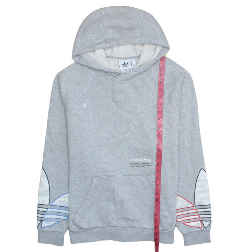 adidas Mens Grey Pullover Hoodie M Logo Graphic Sportswear