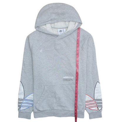 adidas Mens Grey Pullover Hoodie M Logo Graphic Sportswear