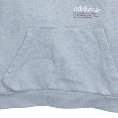 adidas Mens Grey Pullover Hoodie M Logo Graphic Sportswear