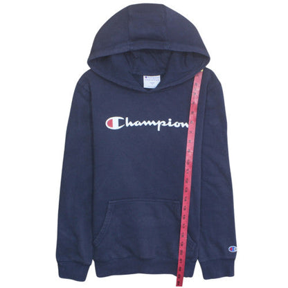 Champion Teens Blue Pullover Hoodie Size 12 Slim Logo Fleece Sweatshirt
