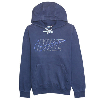 Nike Men's Blue Pullover Hoodie Size M Regular Fit Fleece Logo