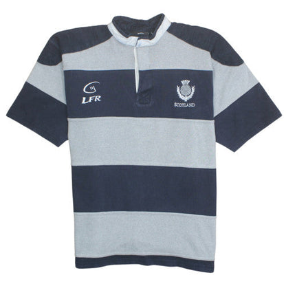 Live For Rugby Scotland Men's Blue Striped Polo Shirt L Short Sleeve