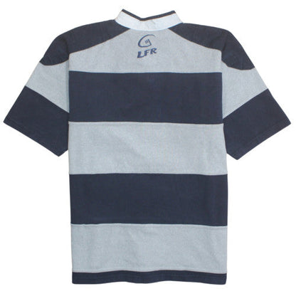 Live For Rugby Scotland Men's Blue Striped Polo Shirt L Short Sleeve