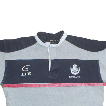 Live For Rugby Scotland Men's Blue Striped Polo Shirt L Short Sleeve