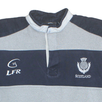 Live For Rugby Scotland Men's Blue Striped Polo Shirt L Short Sleeve