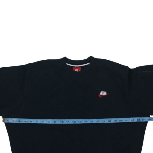 Nike Men's Black Crew Neck Pullover Sweatshirt L Fleece Logo Detail