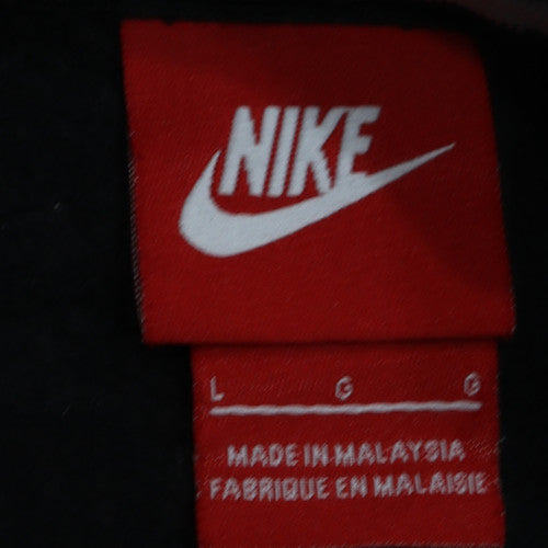 Nike Men's Black Crew Neck Pullover Sweatshirt L Fleece Logo Detail