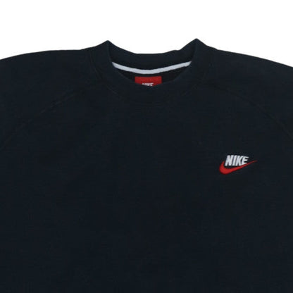 Nike Men's Black Crew Neck Pullover Sweatshirt L Fleece Logo Detail