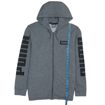 Puma Men’s Grey Full Zip Hoodie Size S Logo Graphic Sportswear