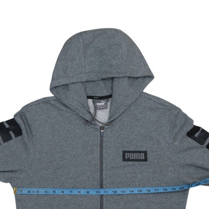Puma Men’s Grey Full Zip Hoodie Size S Logo Graphic Sportswear