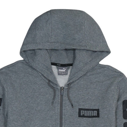 Puma Men’s Grey Full Zip Hoodie Size S Logo Graphic Sportswear