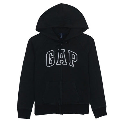 GAP Men Black Full Zip Hoodie M Logo Fleece Sweatshirt