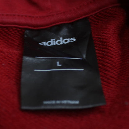 Adidas Men's Red Pullover Hoodie L Regular Fit Logo Sweatshirt