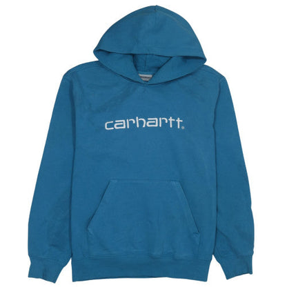 Carhartt Men's Blue Pullover Hoodie Size M Logo Streetwear Sweatshirt