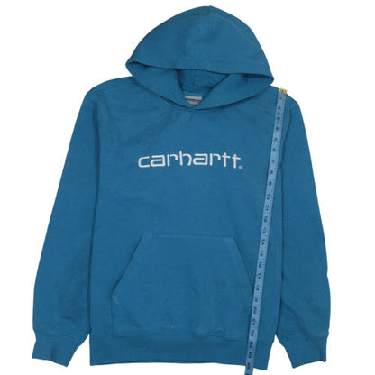 Carhartt Men's Blue Pullover Hoodie Size M Logo Streetwear Sweatshirt