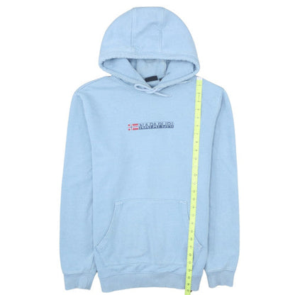 Napapijri Men's Blue Pullover Hoodie Size M Logo Cotton Fleece