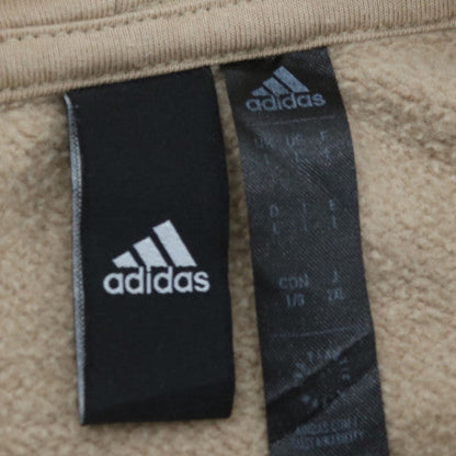Adidas Men Beige Pullover Hoodie L Beige Fleece Sportswear