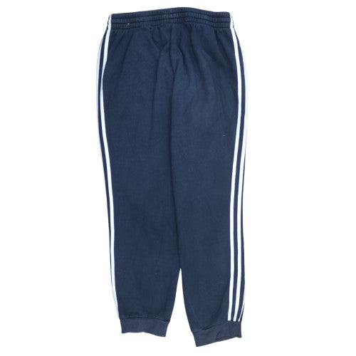 Adidas Mens Blue Large Fleece Joggers with Logo and Drawstring Waist