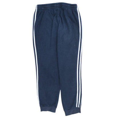 Adidas Mens Blue Large Fleece Joggers with Logo and Drawstring Waist