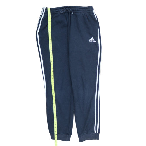 Adidas Mens Blue Large Fleece Joggers with Logo and Drawstring Waist
